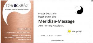 Vorschau Druckvorlage Gutschein Meridian Massage